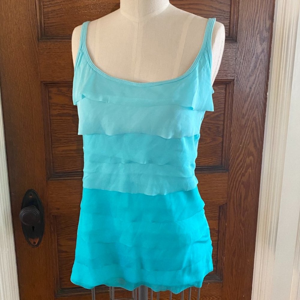 New York & Company Tiered Ruffle Tank Top Size Small